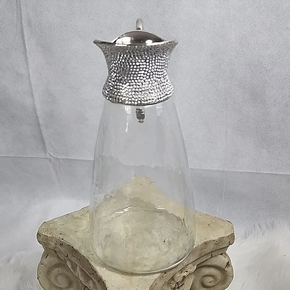 Pitcher Hammered Metal Handle and Faceted Metal studs